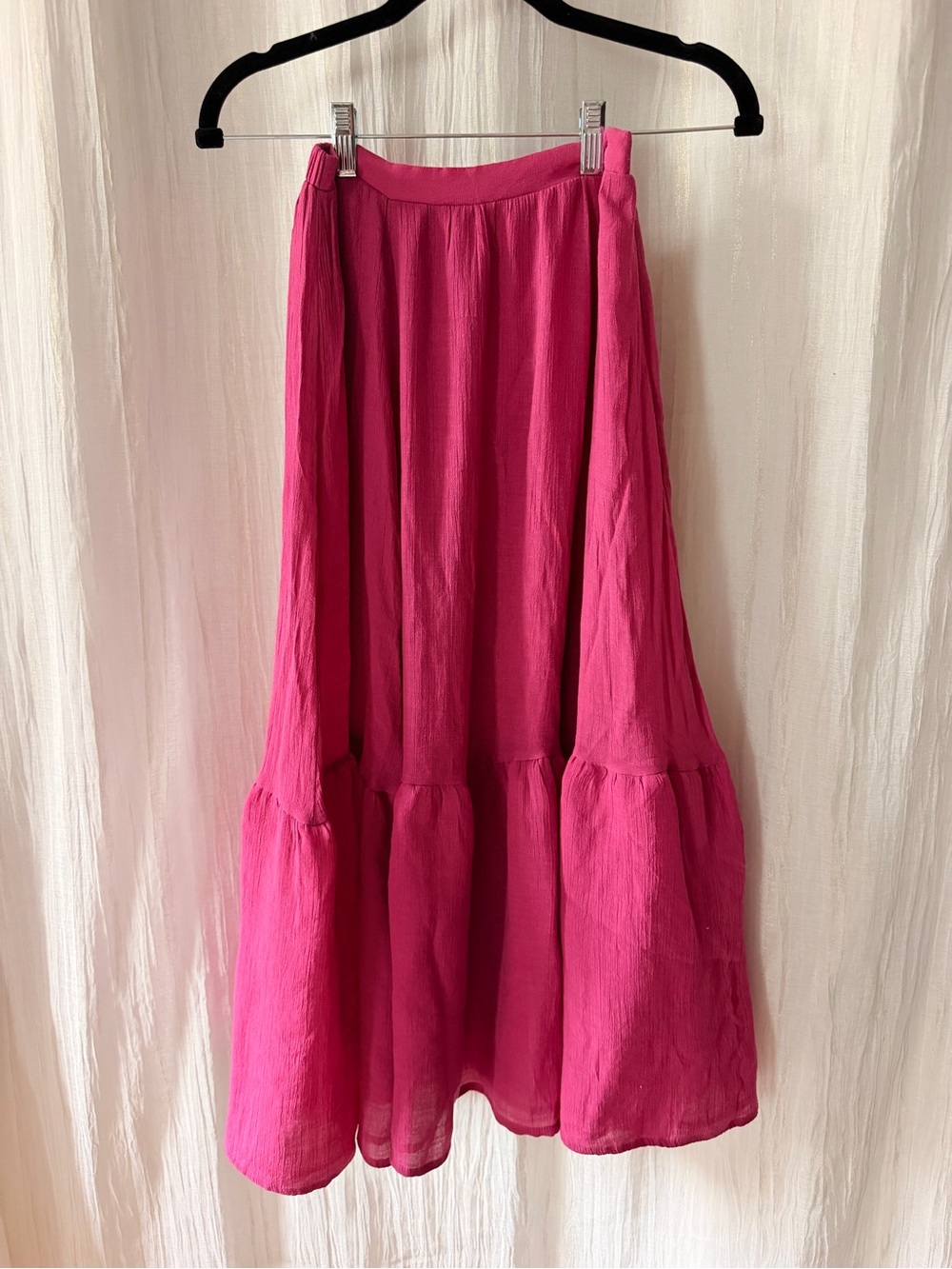 Joyfolie Hot Pink Tiered Maxi Skirt